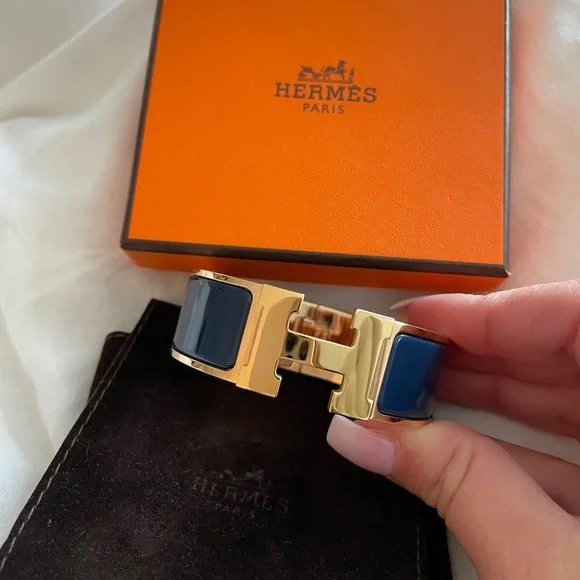 Hermès LIKE NEW clic Clac H bracelet medium navy - Picture 2 of 5